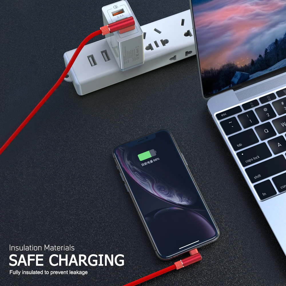 90 Degree USB Cable Fast Charging Data Cord For iPhone 11 12 13 14 Pro Max Xs X XR 6 6s 7 8 Plus SE iPad Origin Charger Wire 3m