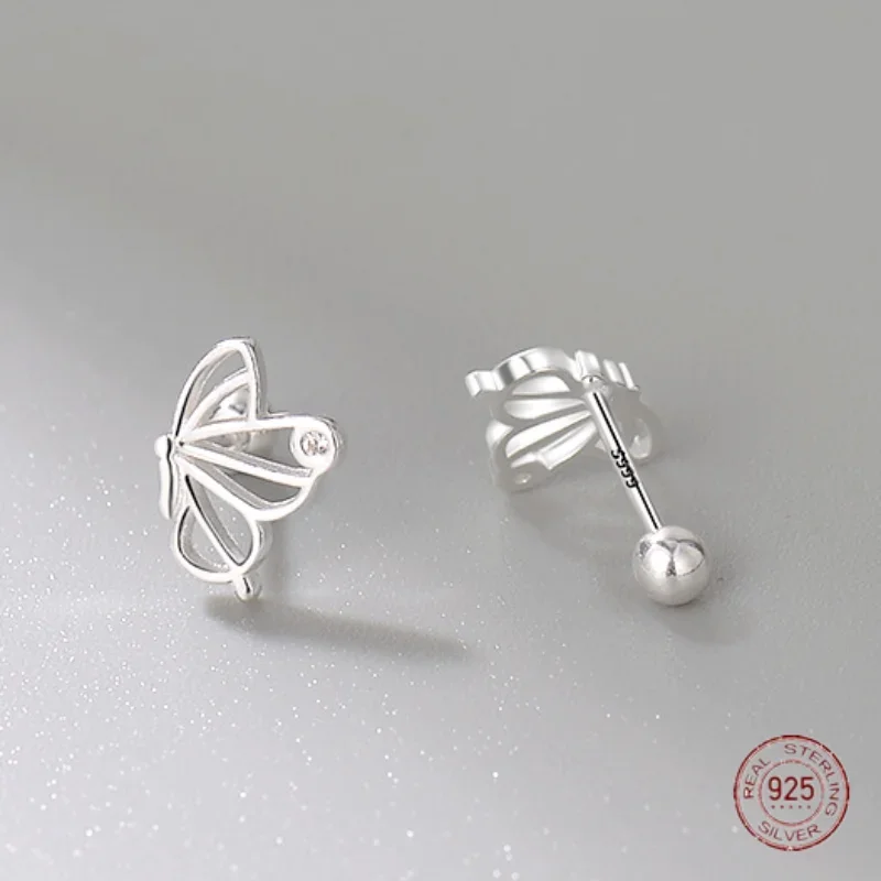 925 Sterling Silver Hollow Out Butterfly Stud Earrings for Women Fresh Small 2023 New Animal Earring Girl Party Piercing Jewelry