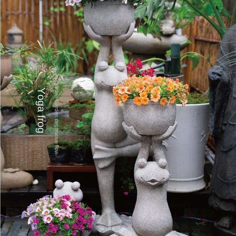 

Garden Decoration Yoga Frog Flowerpot Outdoor Courtyard Terrace Balcony Layout Creative Floor Ornaments