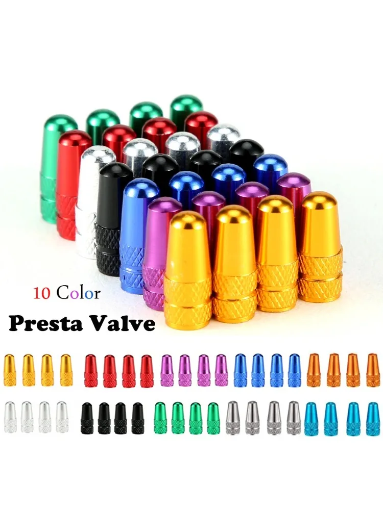 AliExpress 4Pcs Aluminum Alloy Presta Valve Caps for Road MTB Track Racing Bike Tires - French Valve Wheel Tube Tire Wheel Covers