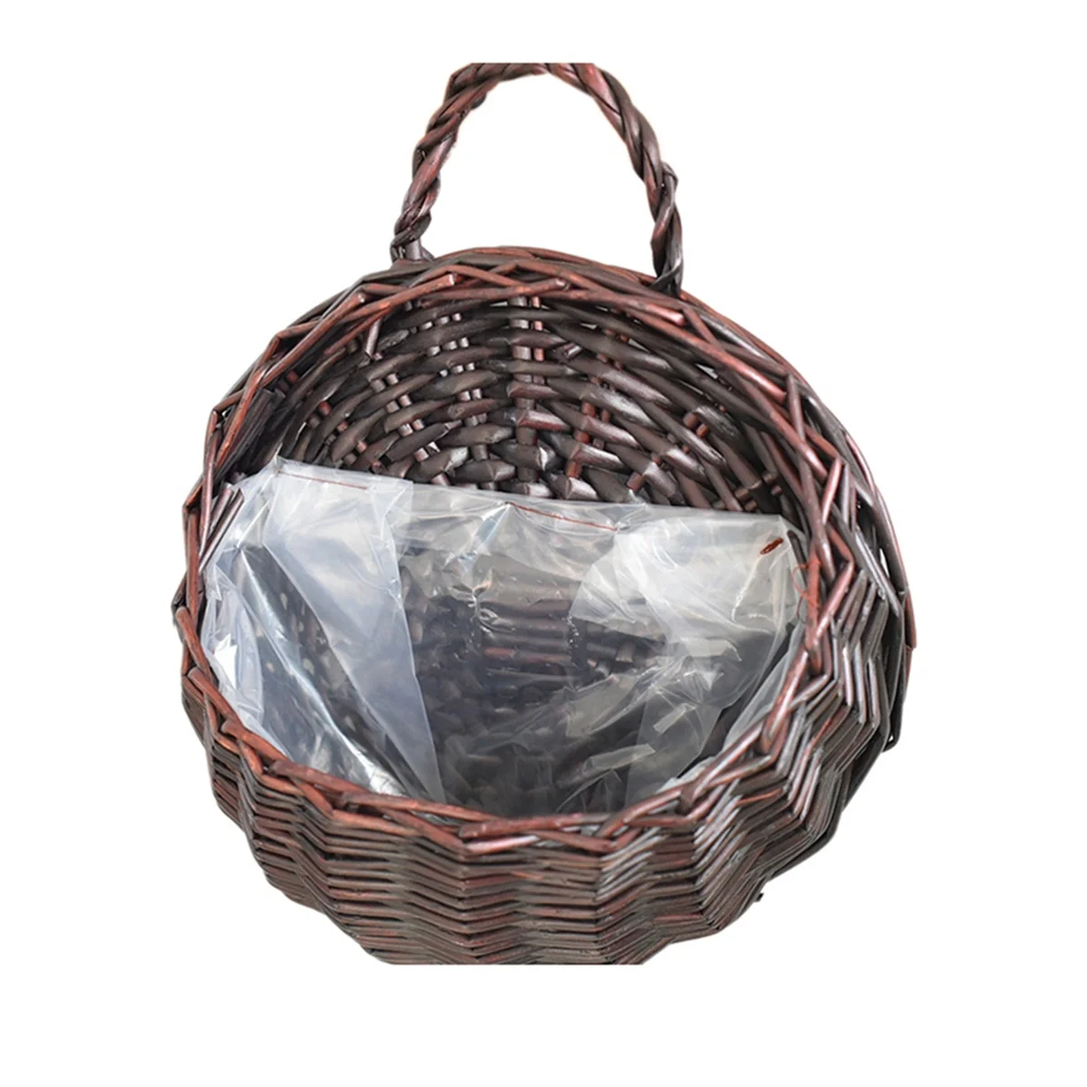 

A96Q-Hand Made Flower Planter Wall Hanging Wicker Rattam Basket Garden Vine Pot Plants Holder Garden Pots Wall Planter B