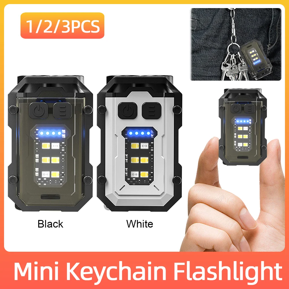 

Mini Keychain Flashlight USB Charging High Bright Flashlight 300mAh Super Bright Torch Power Display for Camping Fishing Walking