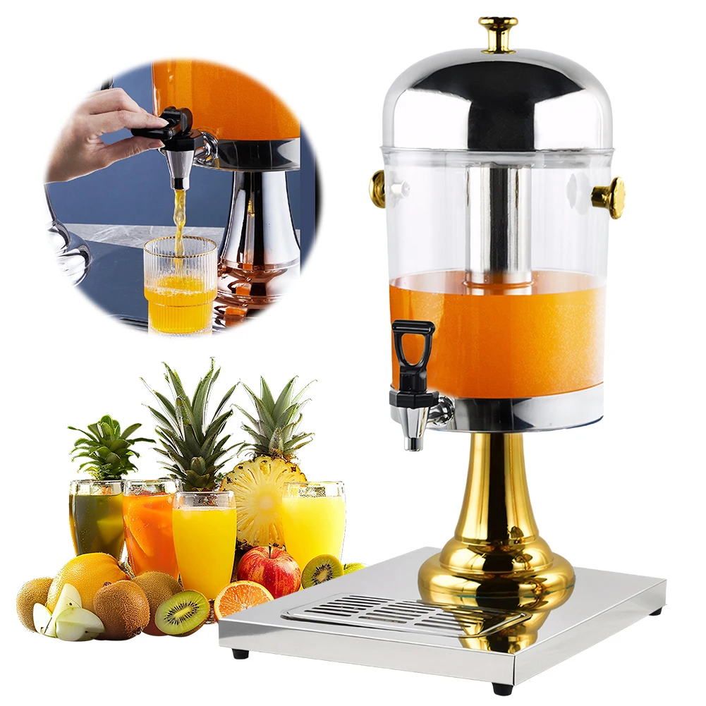

8L Beverage Dispenser with Centre Ice Core and Drip Trays Beverage Container with Stand and Spigot for Parties