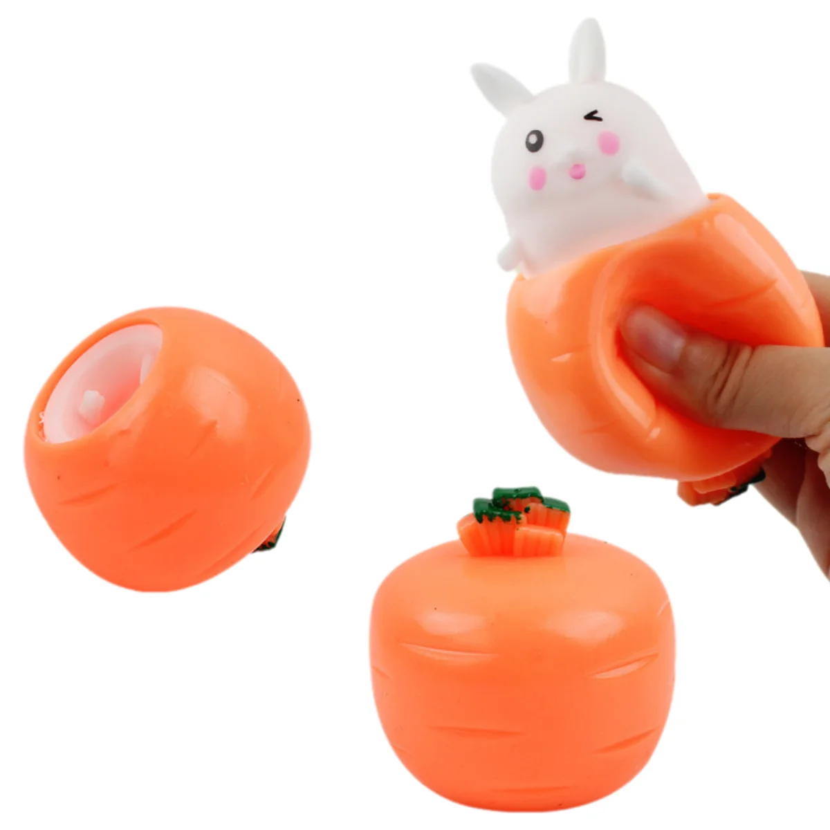 2pcs Squishy Carrot Rabbit Squeeze Telescopic Toys Kids Children's Radish Rabbit Cup Pinch Music Toy Creative Stress Relief Gift