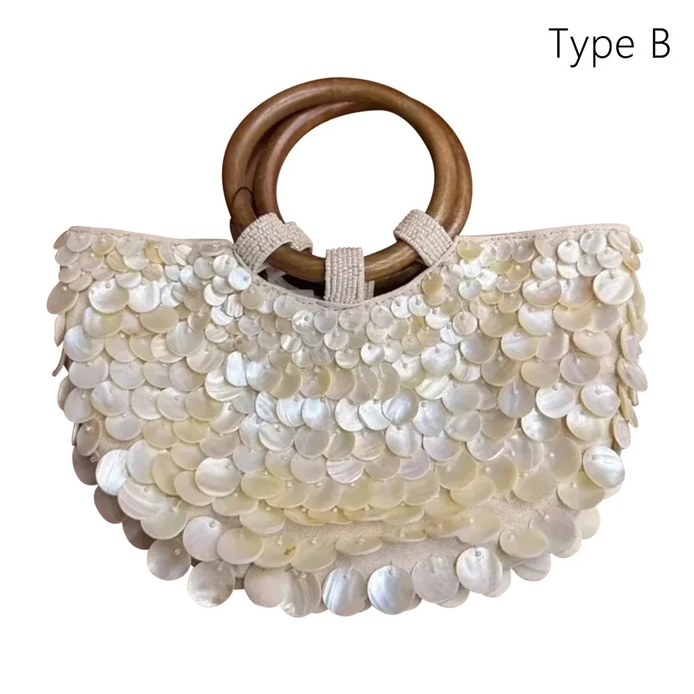 

Handmade Fairy Beaded Bag​​ Shell Embellishments​​ ​​Large Capacity ​​Seashell Clutch Purse​​ Mermaid Style​​ ​Compact Size​​