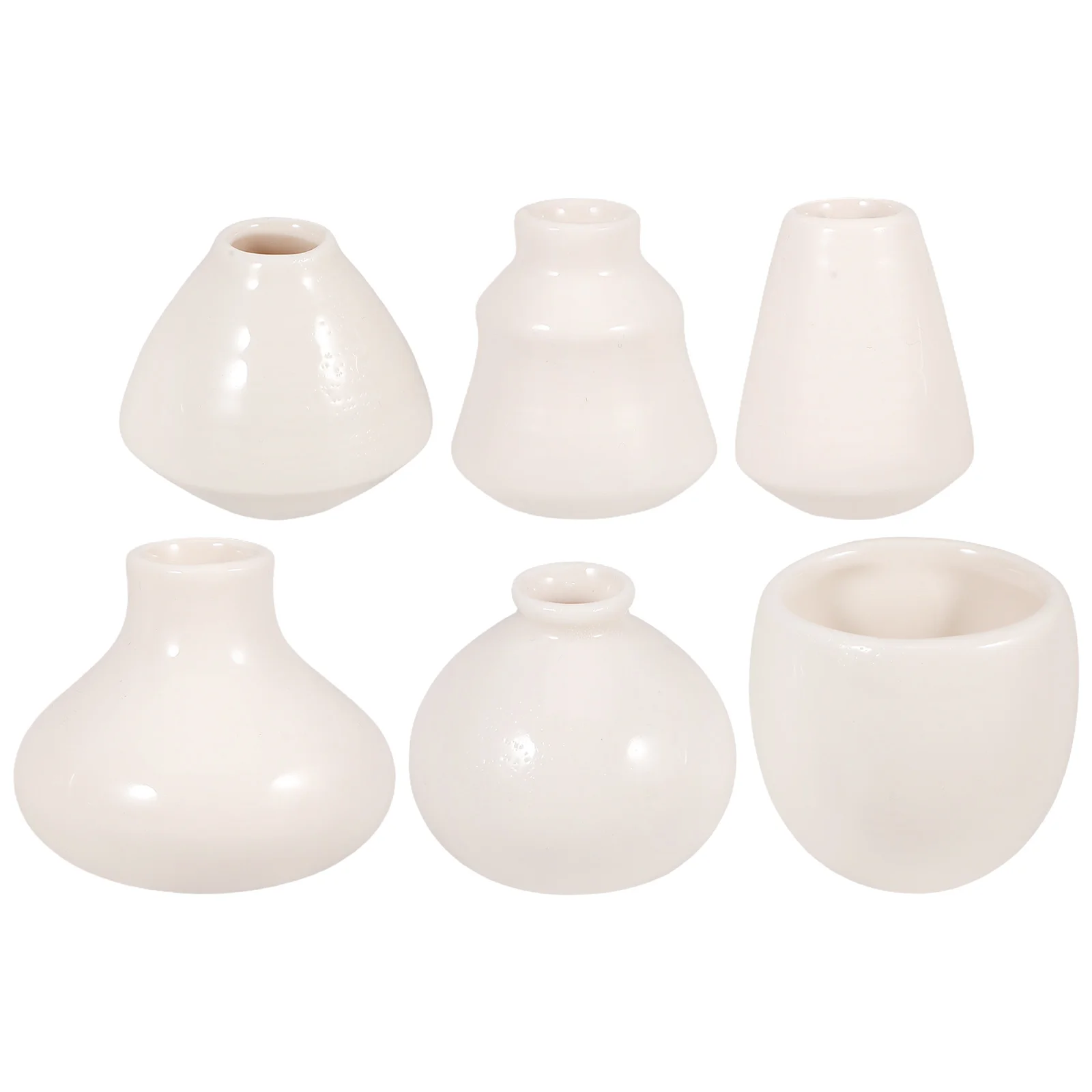 

6pcs Ceramic Vase Small White Porcelain Planter Desktop Flower Pot Decoration Durable Lightweight Breathing Design Balcony
