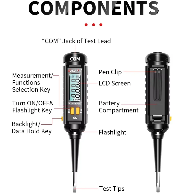 Auto-ranging Pen Style Digital Multi Meter 3999 Digits Multimeter Voltage Tester with NCV Detection Handy Tester Tool