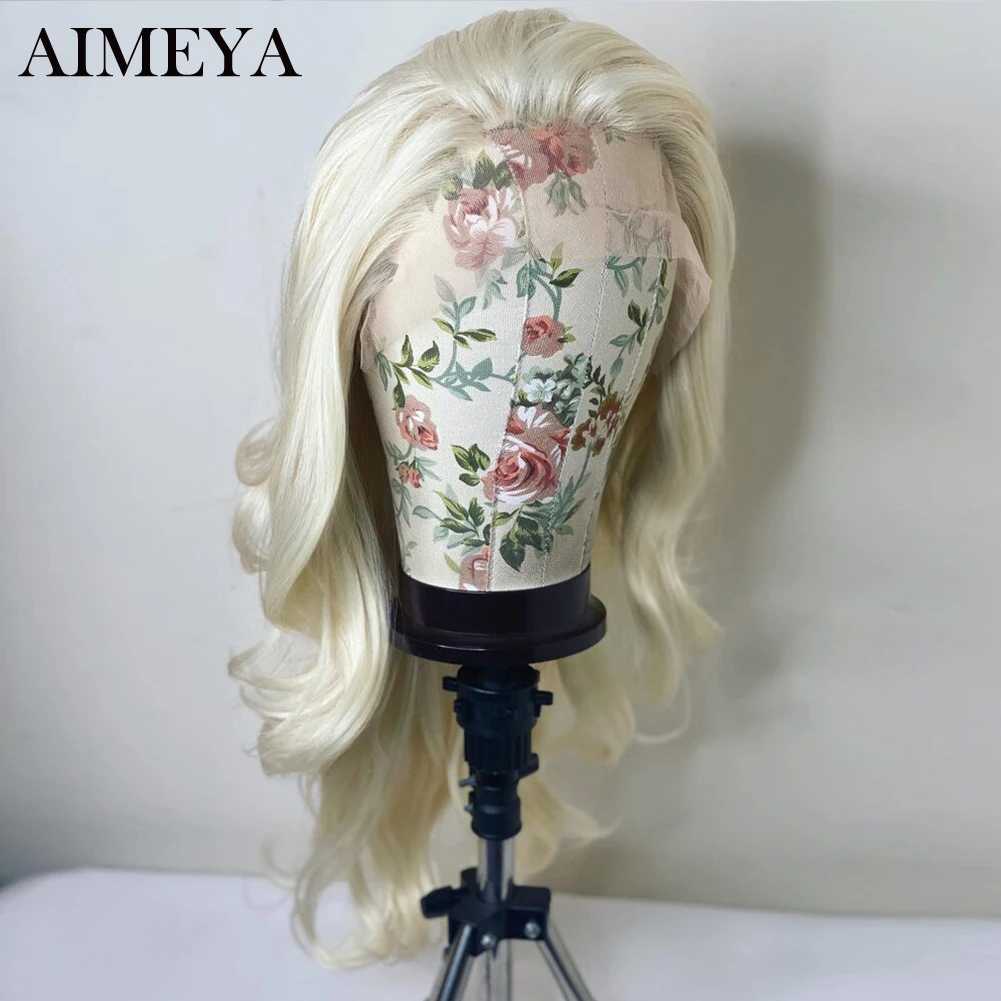 AIMEYA 26inches Blonded Synthetic Lace Front Wig Lace Wigs For Women Heat Resistant Fiber Naturakl Wave Wigs Natural Hairline