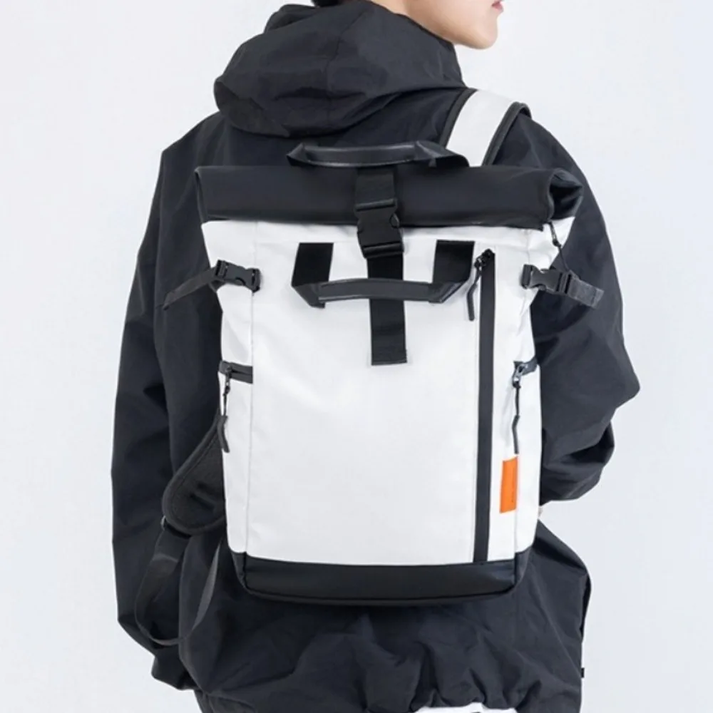 Mochila ajustável com expansão enrolável, pacote multifuncional para computador, grande capacidade, tecido repelente à água, bolsa de viagem para estudantes