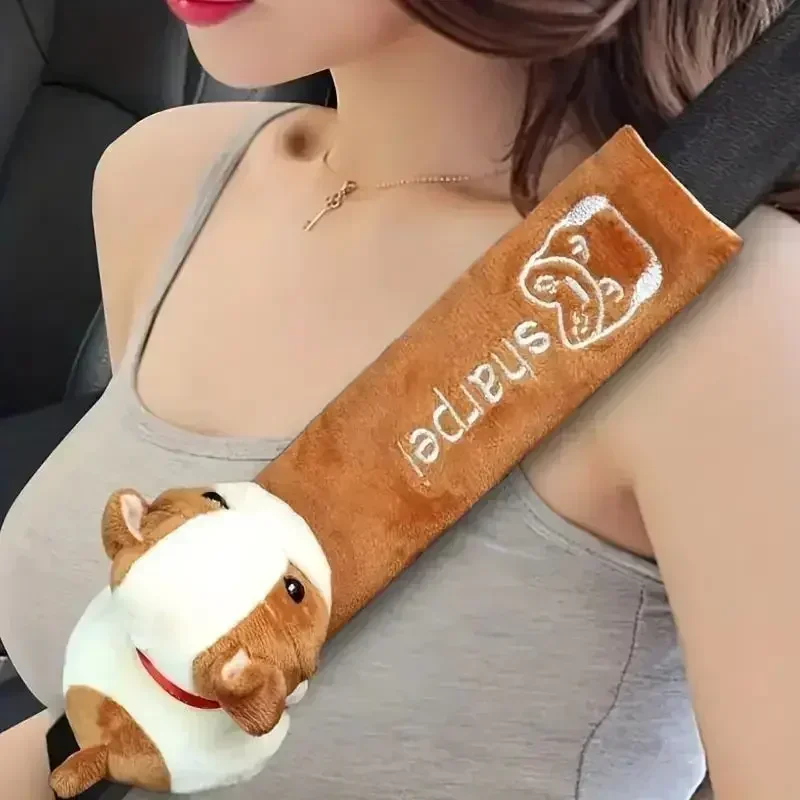 유니버설 만화 자동차 안전벨트 커버 자동차 안전벨트 보호대 따뜻한 인테리어 시트 쿠션 어깨 보호 플란넬 패드