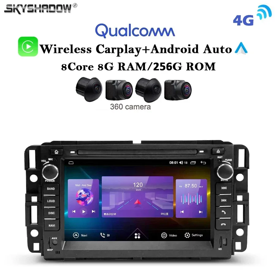 Reproductor de coche 12G+256G Carplay Auto Android 13.0 LTE IPS con GPS, WIFI, Bluetooth y radio para GMC Chevrolet Tahoe YUKON Acadia Express