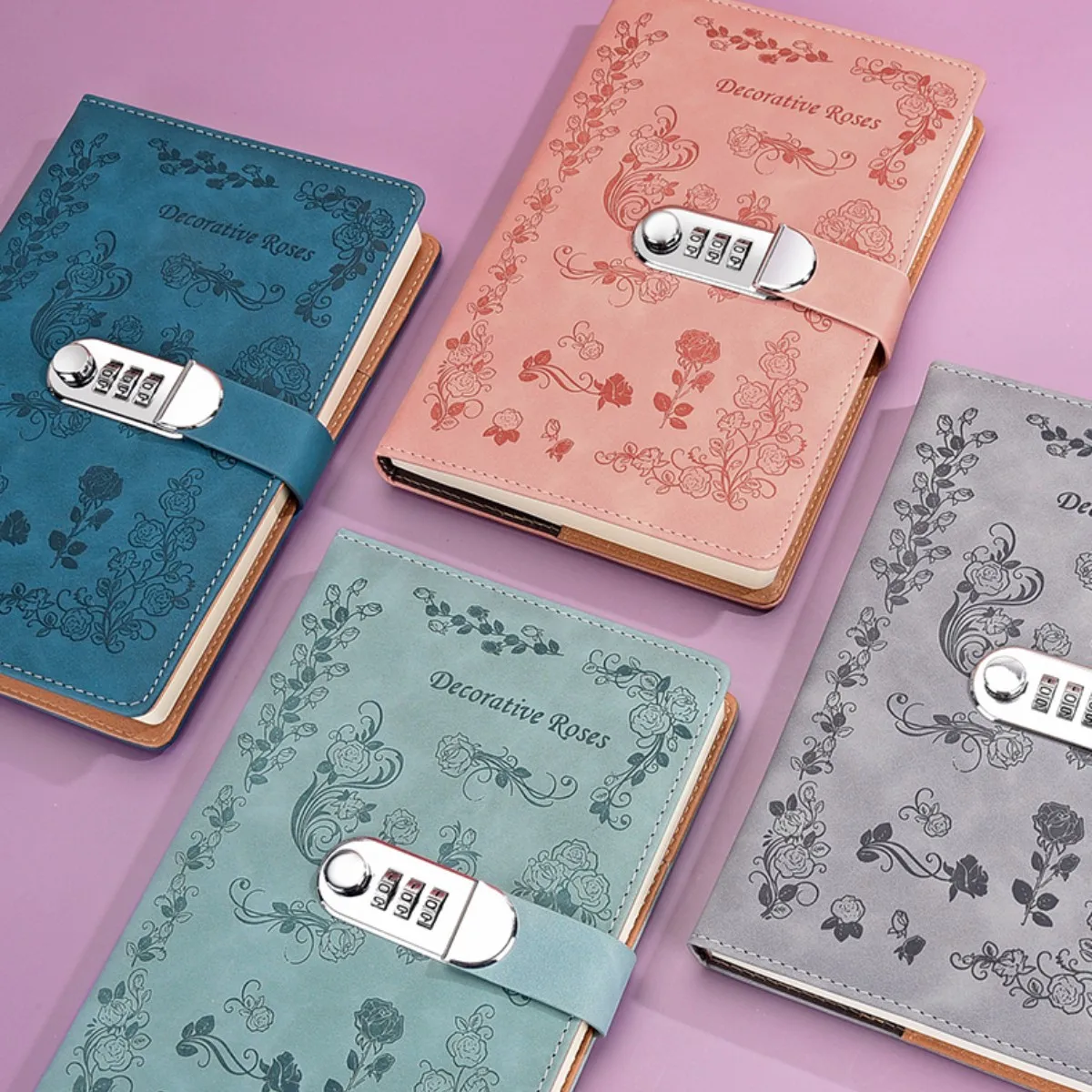 Livre de mot de passe à fleurs A5 avec serrure, journal créatif, carnet d'écriture simple pour étudiant, compte à main épais pour fille, note d'étudiant, 1 pièce