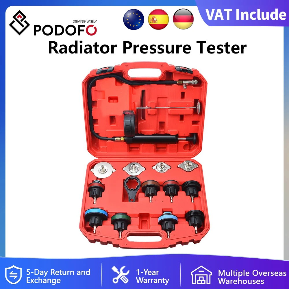 15Pcs Radiator Pressure Tester Tool Kit Cooling System Testing Tool Vacuum Vehicle Universal For Audi BMW Ford Volvo