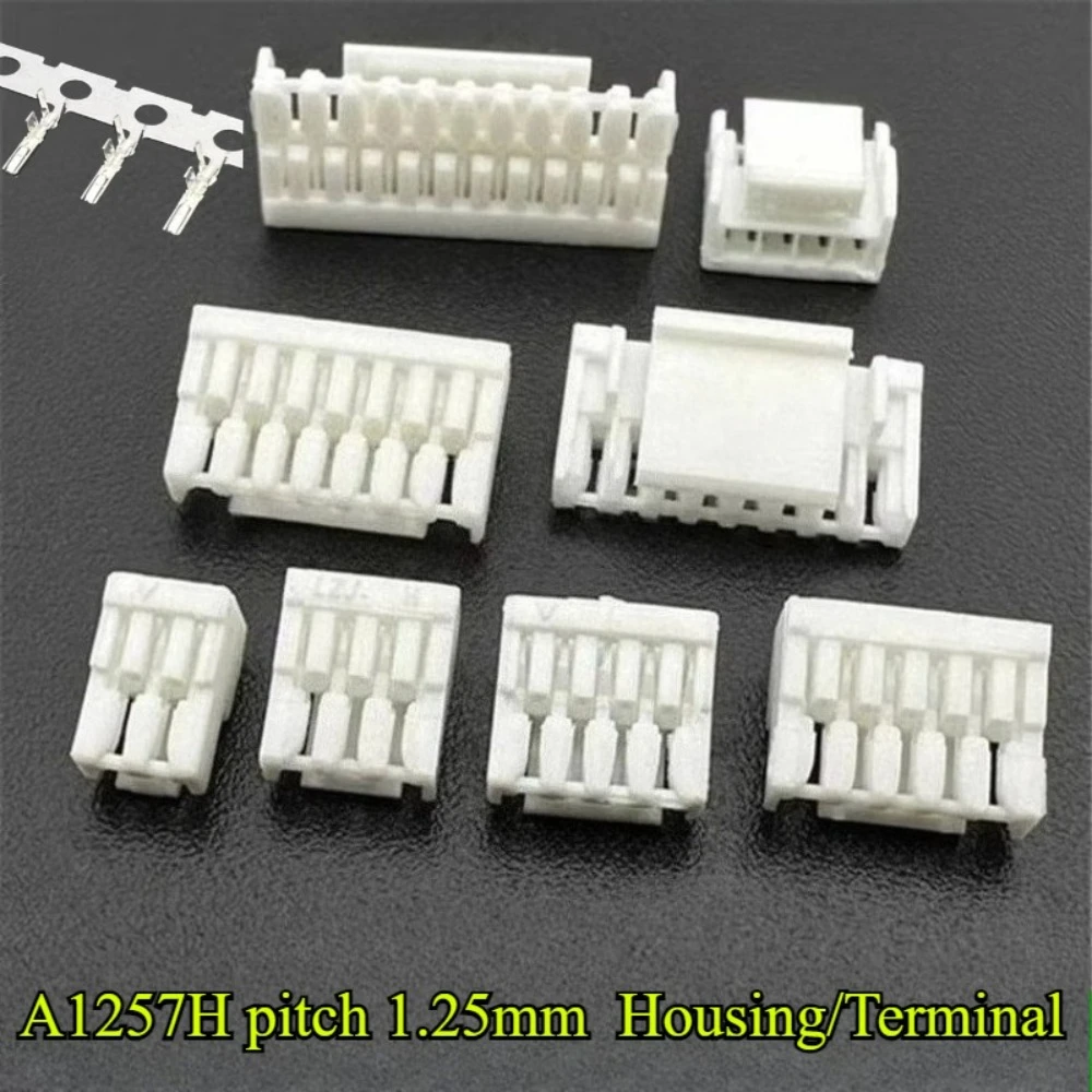 20/30/50/100Pcs/lot A1257H Pitch 1.25mm With Lock Buckle Connector Housing 2P/3P/4P/5P/6P/7P/8P/10P A1257H Terminal
