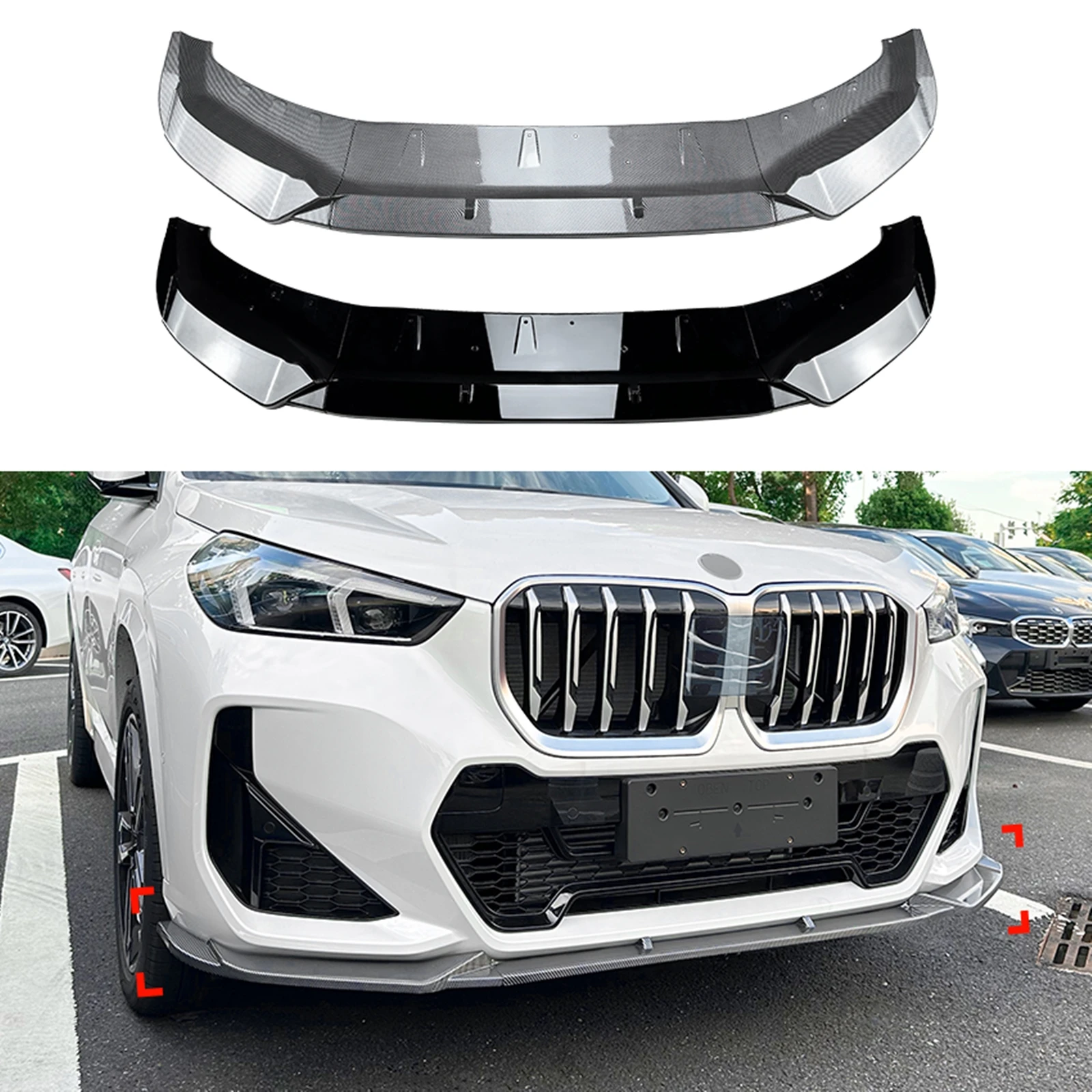 

For BMW X1 U11 U12 M Sport 2023-2024 Front Bumper Spoiler Lip Carbon Fiber Look/Gloss Black Car Lower Splitter Blade Body Kit