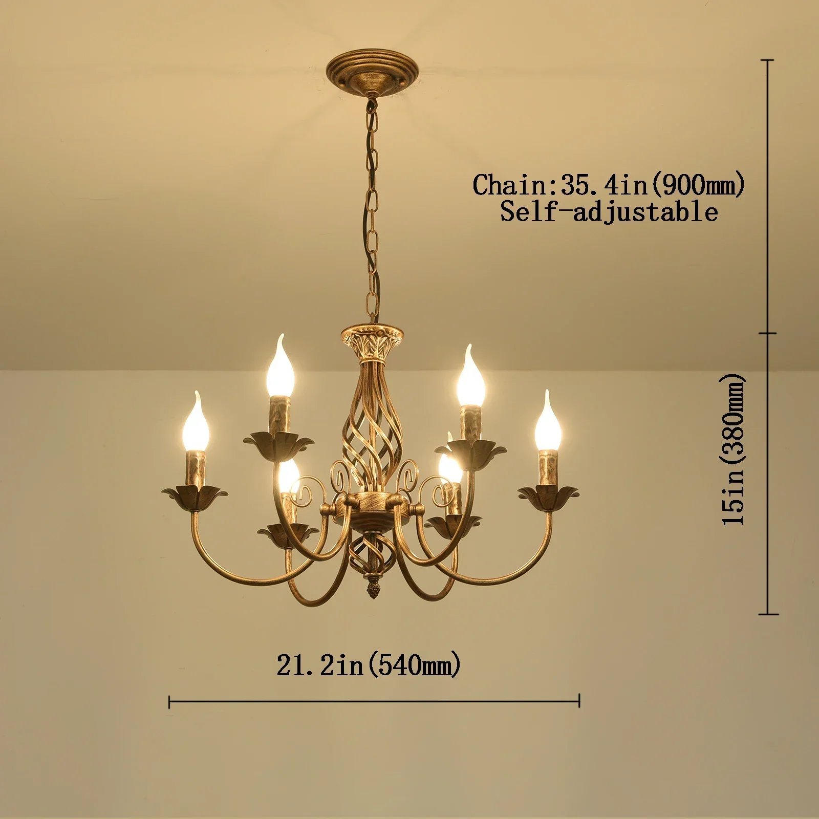 

Farmhouse Chandelier Bronze , Rustic 6 Light French Country Iron Pendant Light Fixture, Vintage Metal Chandelier for Dining