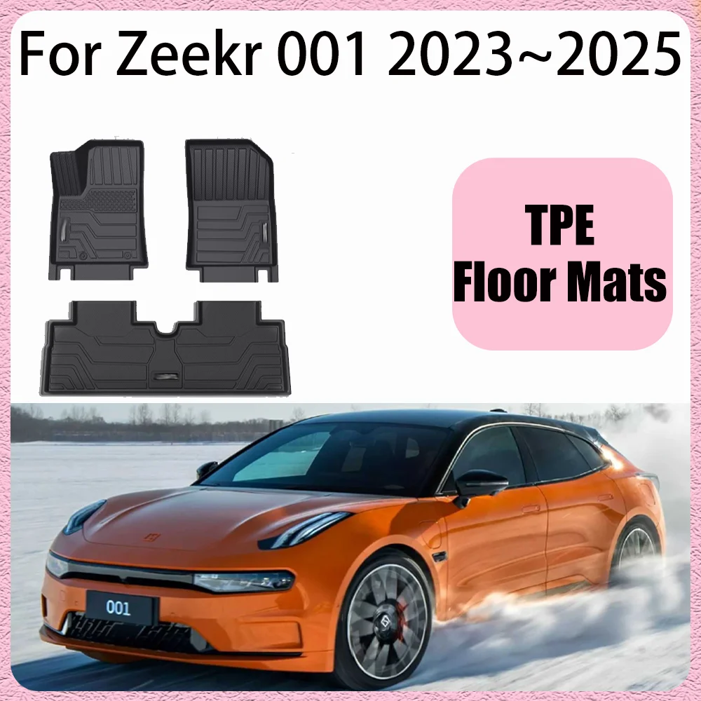 

Для Zeekr 001 2023 ~ 2025 2024 автомобильные коврики из ТПЭ с левым рулем, водонепроницаемые ковры, защита от царапин, аксессуары для интерьера