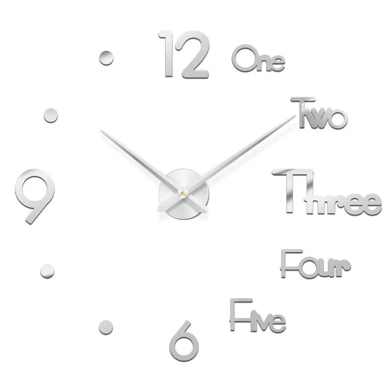 Nieuw modern design grote wandklok 3D DIY quartz klokken modehorloges acryl spiegelstickers woonkamer home decor horloge - afbeelding 1