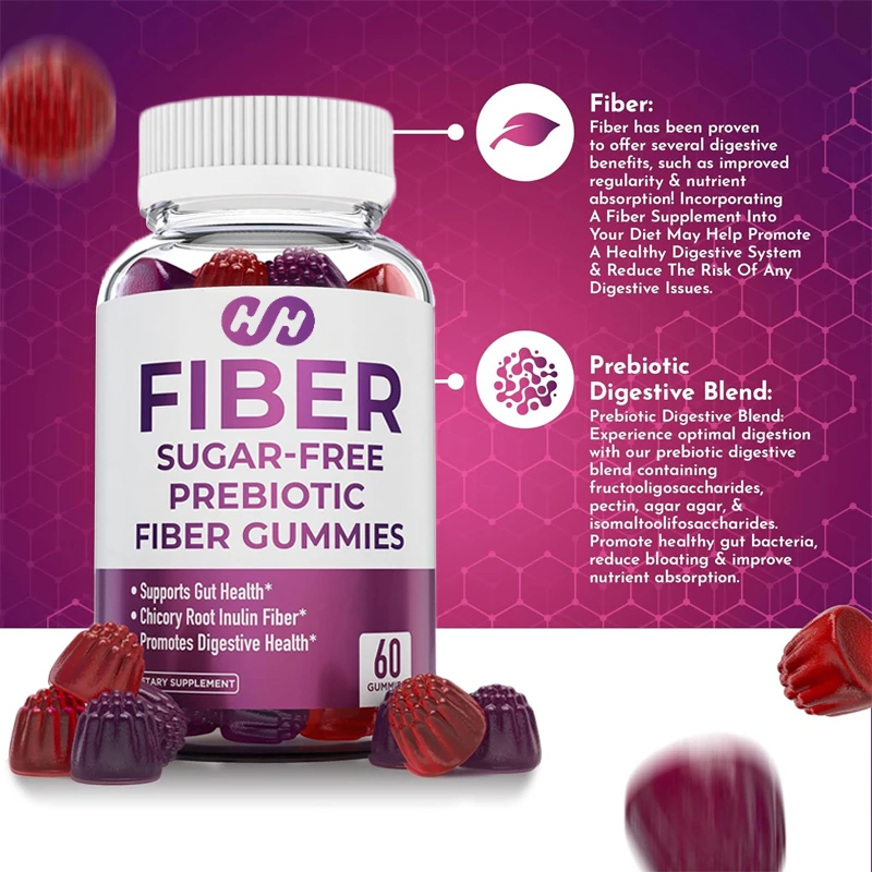 

Adult Prebiotic Fiber Gummies Contain 5G Fiber and 5.4G Prebiotics To Support Intestinal Health and Promote Healthy Digestion