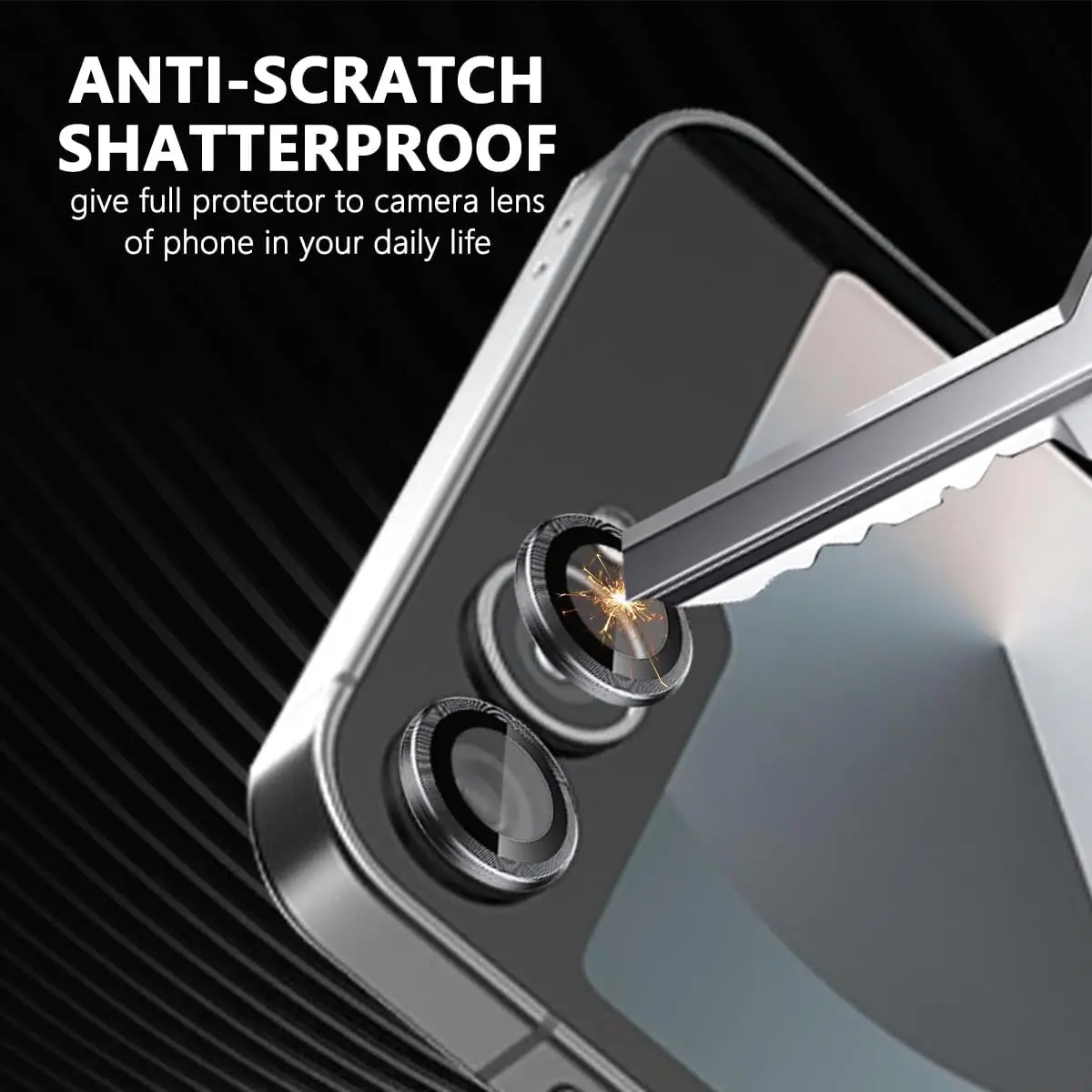 2Pcs Camera Metal Ring Protector For Samsung Z Flip 4 5 6 Lens Film Back Tempered Glass
