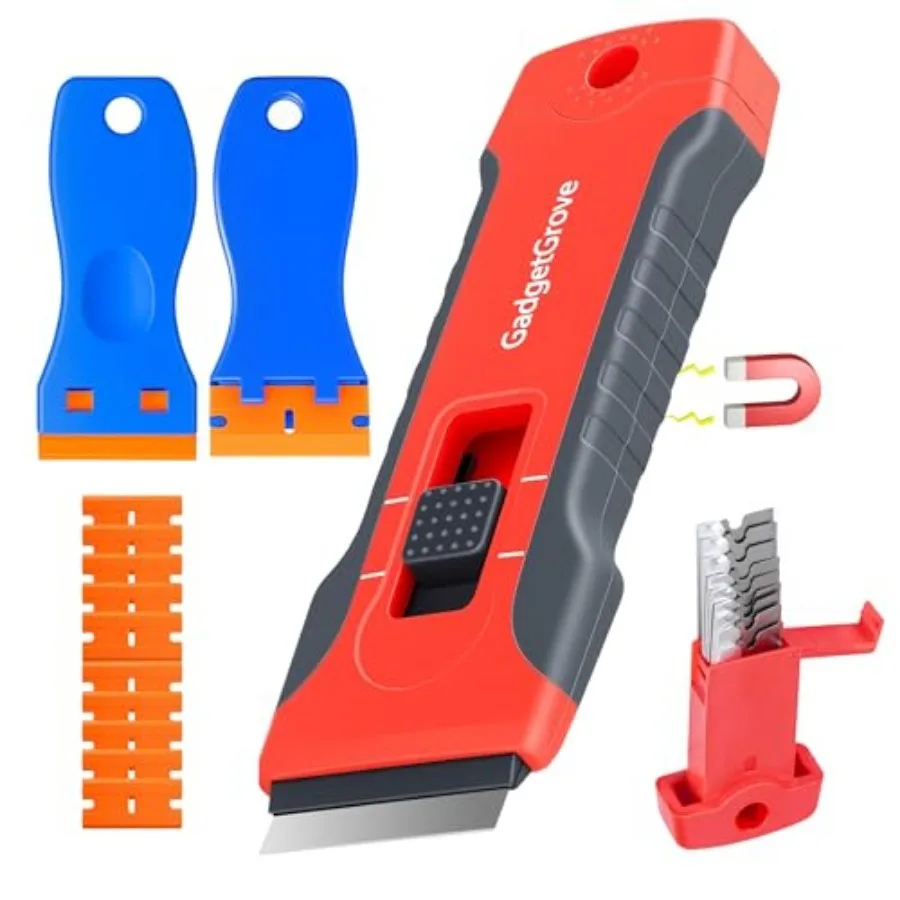 

Razor Blade Scraper with 2 Pcs Plastic Scraper, Scraper Tool for Cooktop, Oven, Stove, Labels Decal, Plastic Blades for Clean G