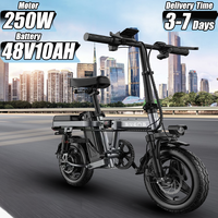 ENGNE Folding Electric Bike 250W 48V10AH Battery 55km Range Two-wheel Electric Vehicle 14*4 Inch Fat Tire Mini Electric Bicycle