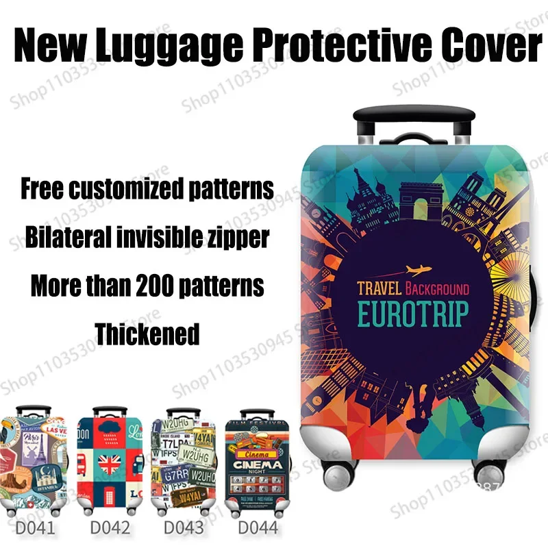 2024 New Luggage Protection Cover with Pattern Elastic Thickening, Wear-resistant Printing Luggage Compartment Dust Cover