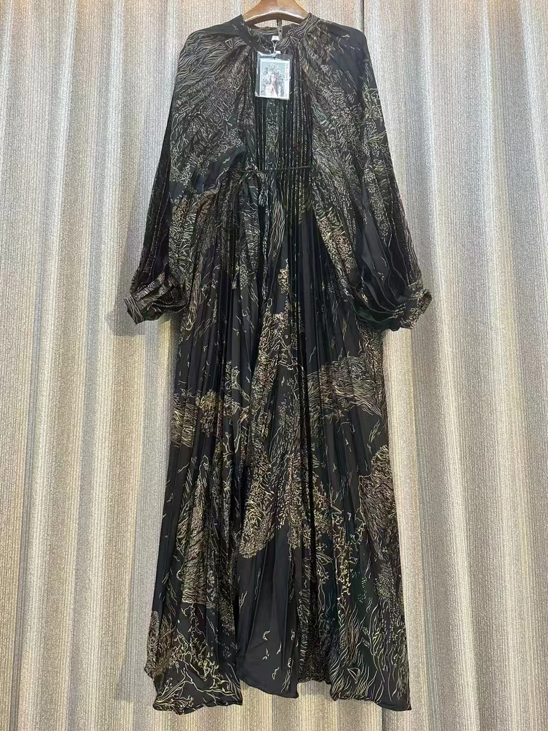 New Autumn Light Mature Style Elegant Maxi Dress For Women Retro Temperament Lantern Sleeve Casual Party A-Line Printed Dress