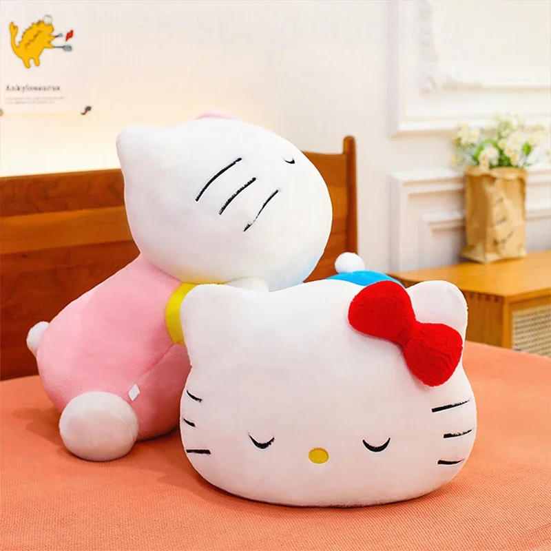 

New Sanrio Hello Kitty Plush Toy Lying Style KT Cat Pillow Sofa Cushion Kids Birthday Xmas Gift for Girls Indoor decoration doll