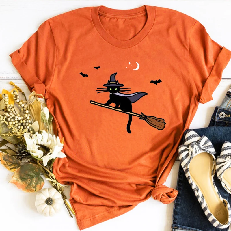 

Black Cat Halloween Shirt Halloween Tshirt Cat Lover Tee Spooky Moon Oversized Tshirt Comfort Colors Vintage Aesthetic Clothes