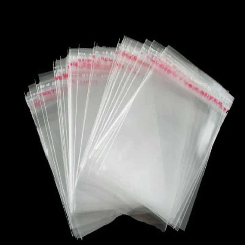 100Pcs 6x9cm Clear Self Adhesive Poly Bags OPP Cellophane Plastic Bags