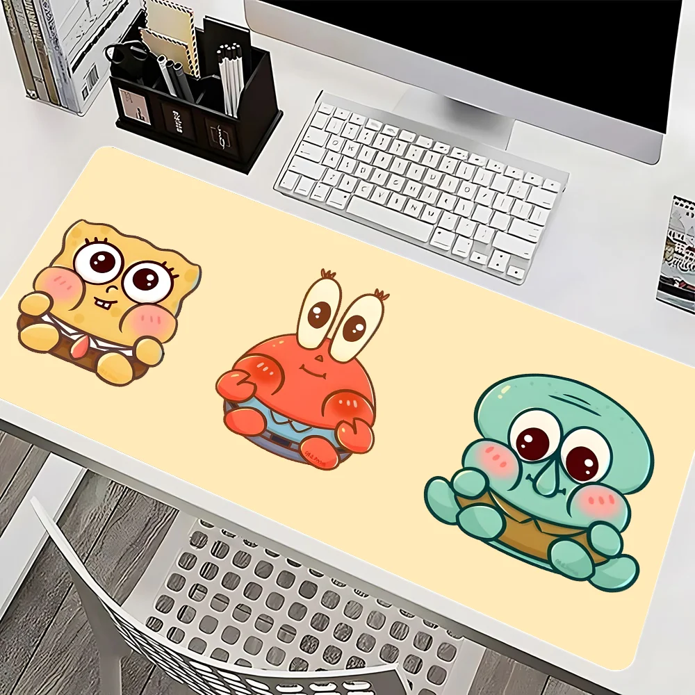 S-SpongeBob Anime Mousepad Mause Pad Mouses Rug Office Accessories Desk Mat Mousepad Keyboard Gaming Pc Mats Xxl Large Carpet