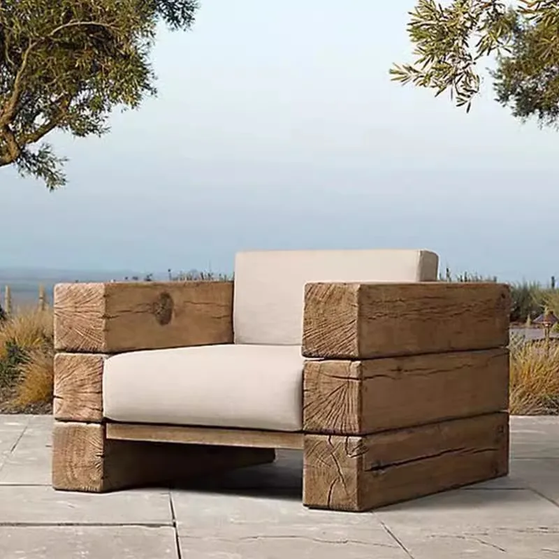 

Nordic solid wood sofa chair coffee table pedal combination living room villa B & B hotel