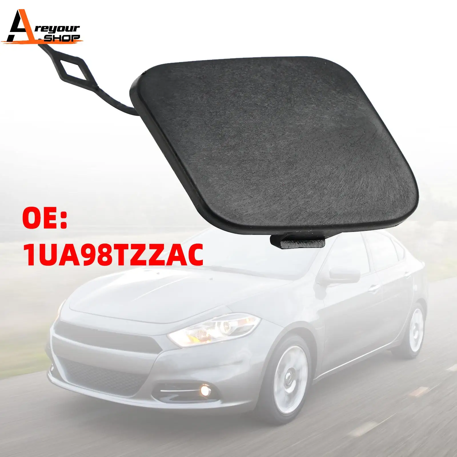 Areyourshop-cubierta de tapa de ojo de gancho de remolque de parachoques delantero, 1UA98TZZAC para Dodge Dart 2012 2013 2014 2015 2016