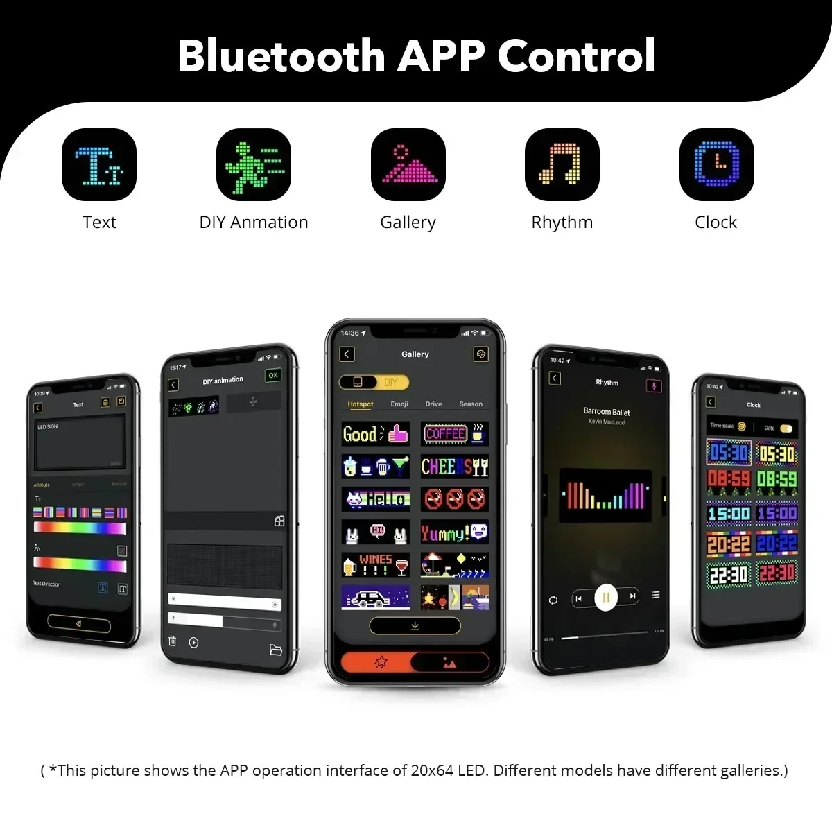 Pantalla de píxeles de matriz LED flexible con aplicación Control Bluetooth DIY programable USB enchufable para automóviles hoteles bares fiestas - Pantalla