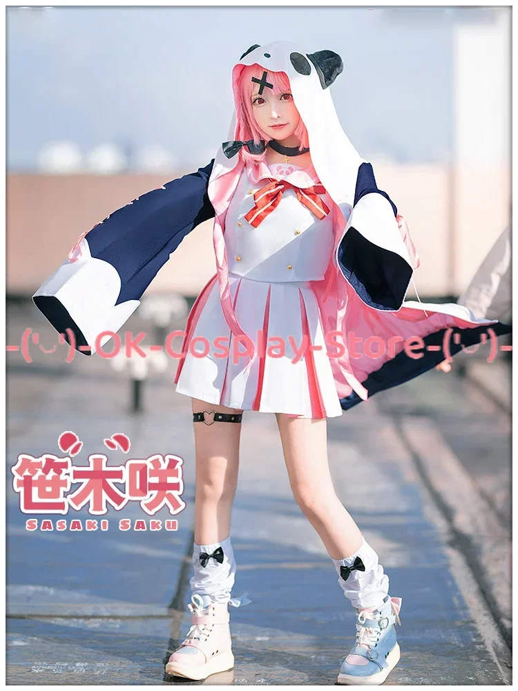 Vtuber Sasaki Saku Cosplay Costumes YouTuber Cute Panda Suit Top Skirts Coat Halloween Carnival Uniforms Custom Made