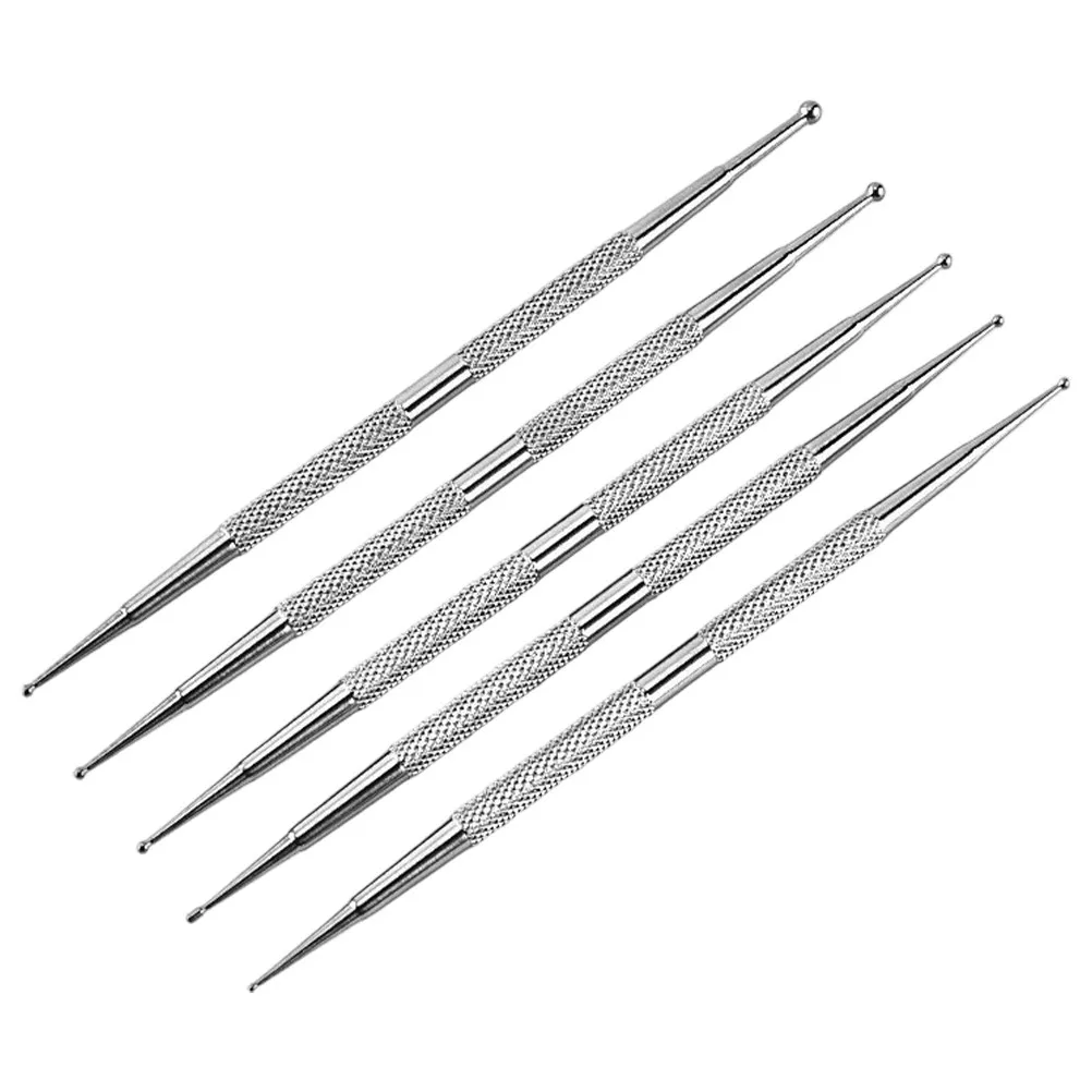 

5Pcs Nail Art Dotting Pens Stainless Steel Double Ended Tools for Detailed Pattern Tracing Gems Application DIY Manicure Kits