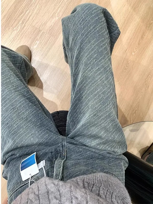 

High Waist Wide Leg Denim Jeans Women's Spring Autumn New Style Knife Texture Draping Straight Floor-Length Pants