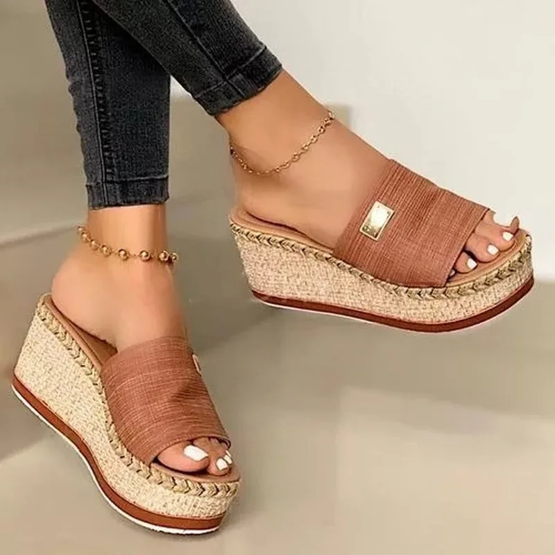 latform Wedges Slippers Women Sandals 2022  New Female Shoes Fashion Heeled Shoes Casual Summer Slides Slippers Women