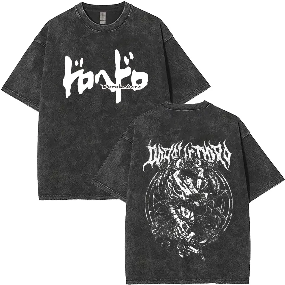 

Washed Vintage Anime Dorohedoro Haru Graphic T Shirt Men Women Gothic Metal Manga Rock T-shirt Men's Casual Oversized T-shirts