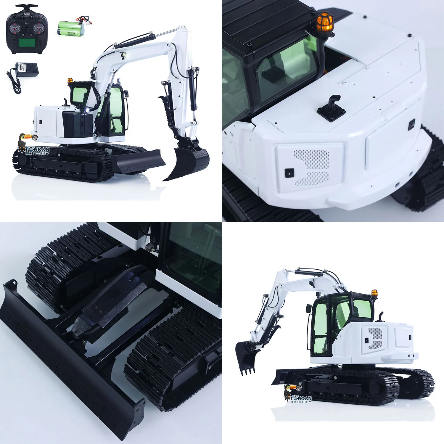 RC Hydraulic Excavator 1/14 C308 4 Valve 2Arms Radio Controlled Digger Model Upgraded Version Metal Bucket Electric Lifting