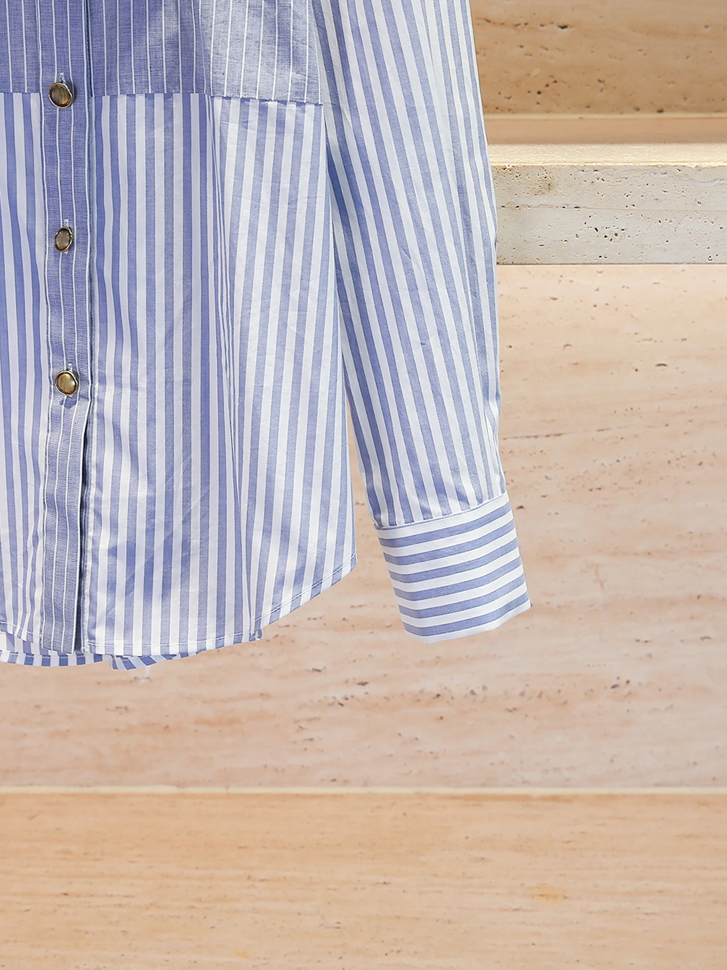 S Home South Oil haut de gamme femmes irt noeud épissure rayure haut du corps automne hiver trajet Sle coupe ample longue Sl...