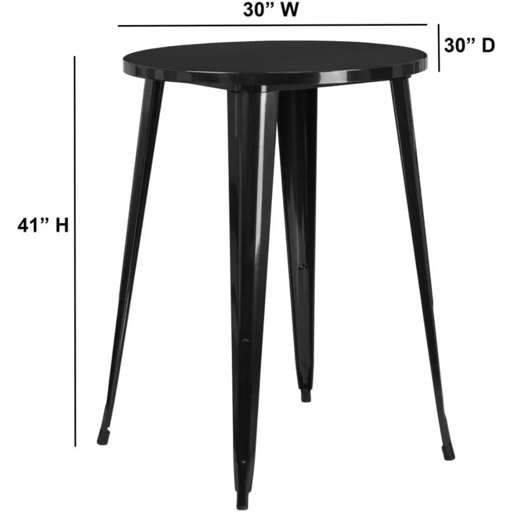 Philip Commercial Grade 30" Round Black Metal Indoor-Outdoor Bar Height Table