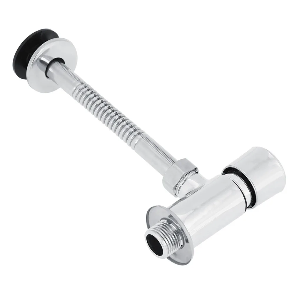Zinc Alloy Flush Valve Water Leak Proof Time Delay Design Urinal Flush Valve Chrome Finish Silver Push Button Flush Valve Hotel