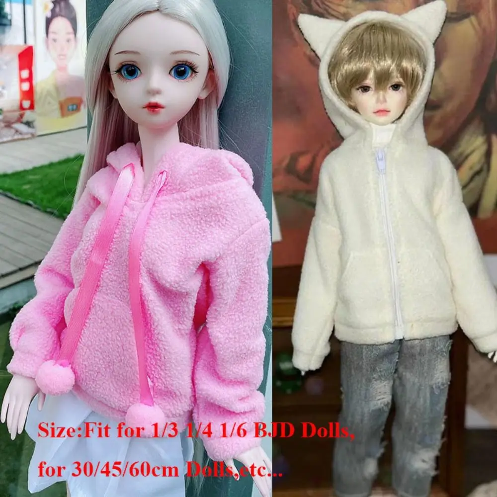 패션 인형 플러시 후드티 수제 DIY 액세서리 후드티 스커트 세트 캐주얼 의류 1/3 1/4 1/6 BJD 30/45/60cm 인형용