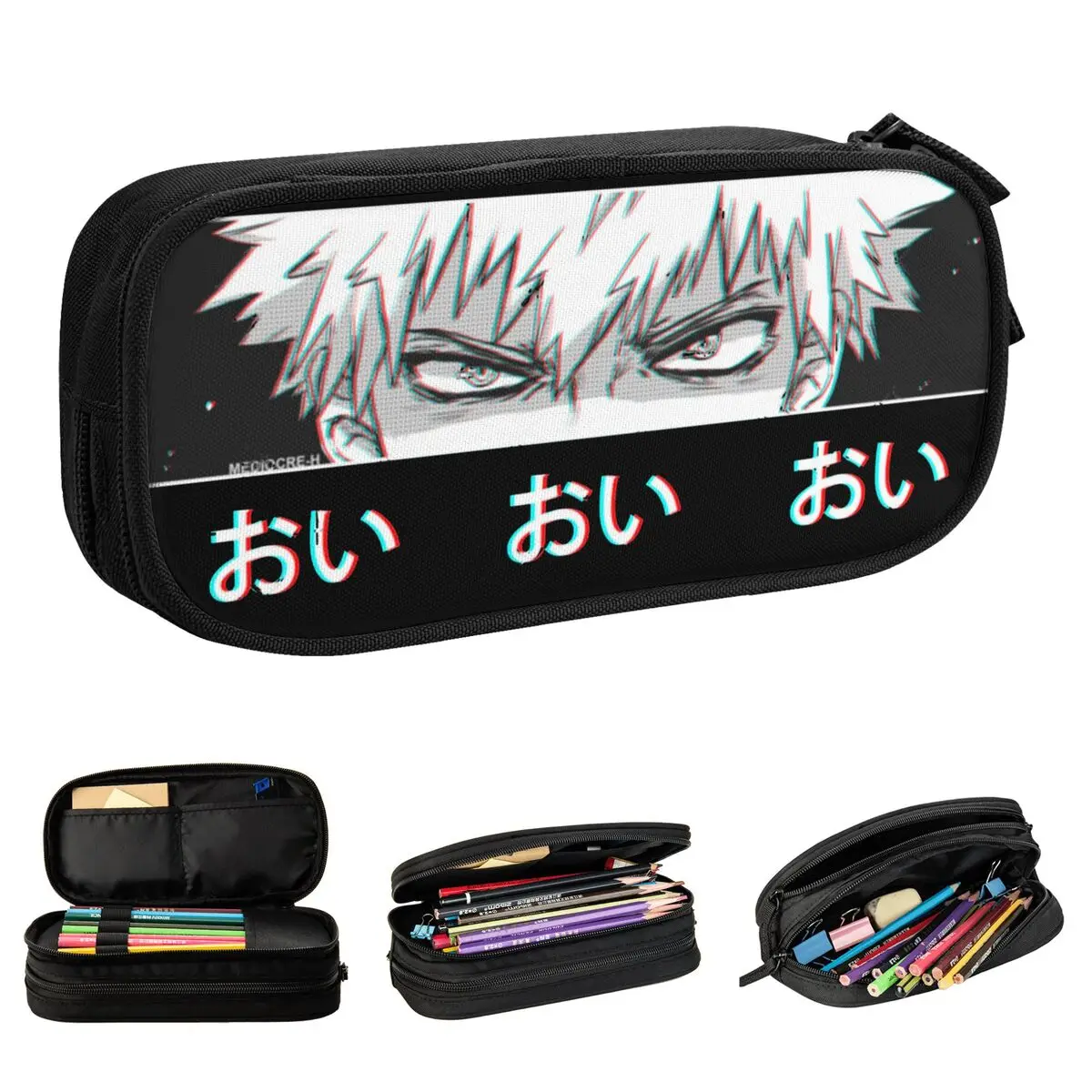 Bakugo Oi Oi Oi Pencil Cases My Hero Academia Pen Holder Bags Student Big Capacity Office Gifts Pencilcases