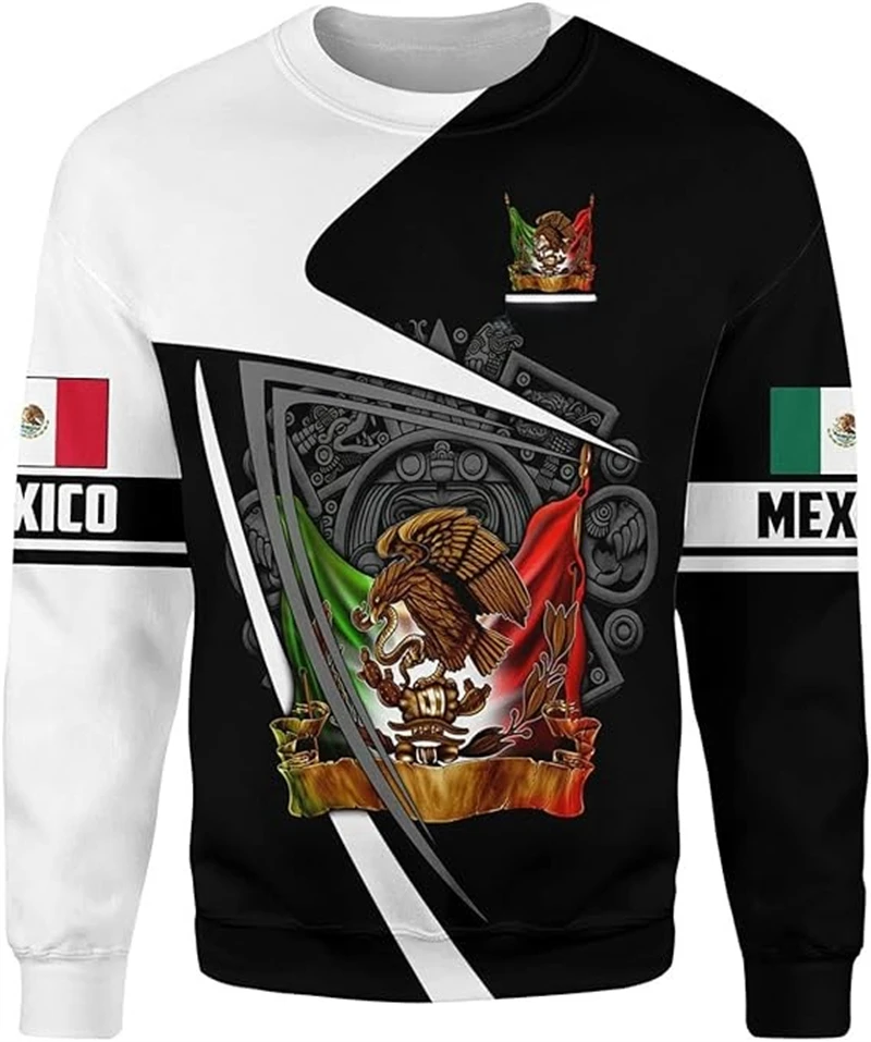 Independence Mexico Day Print Sweater For Men hoodie 3D Eagle Pattern New In Sweatshirts Hip Hop Harajuku Oversized Pullover Top