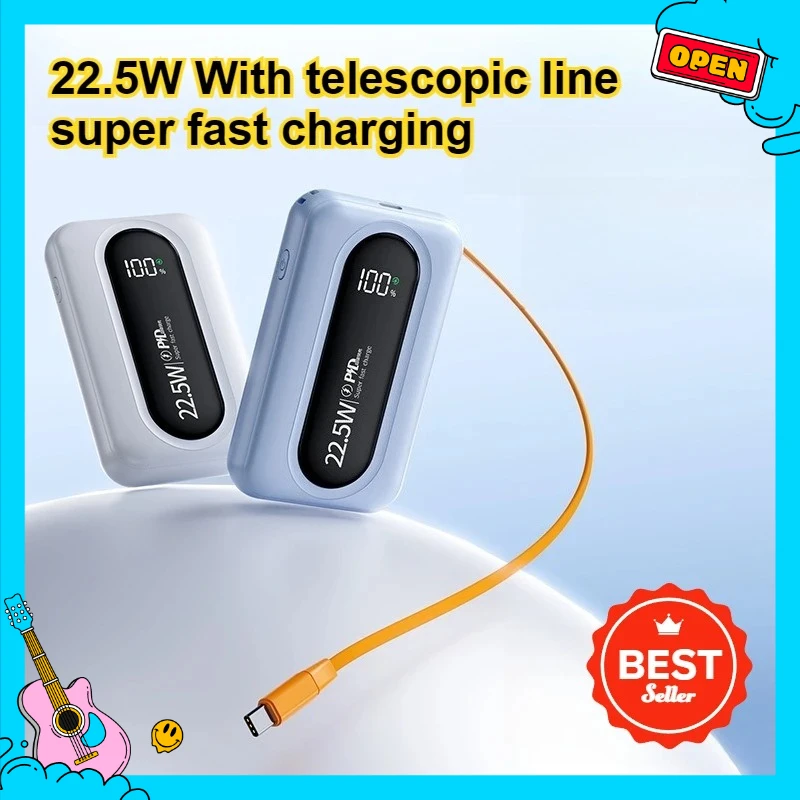 

22.5W Built-in Stretch Line 20000mAh Large Capacity Super Fast Charging Power Bank