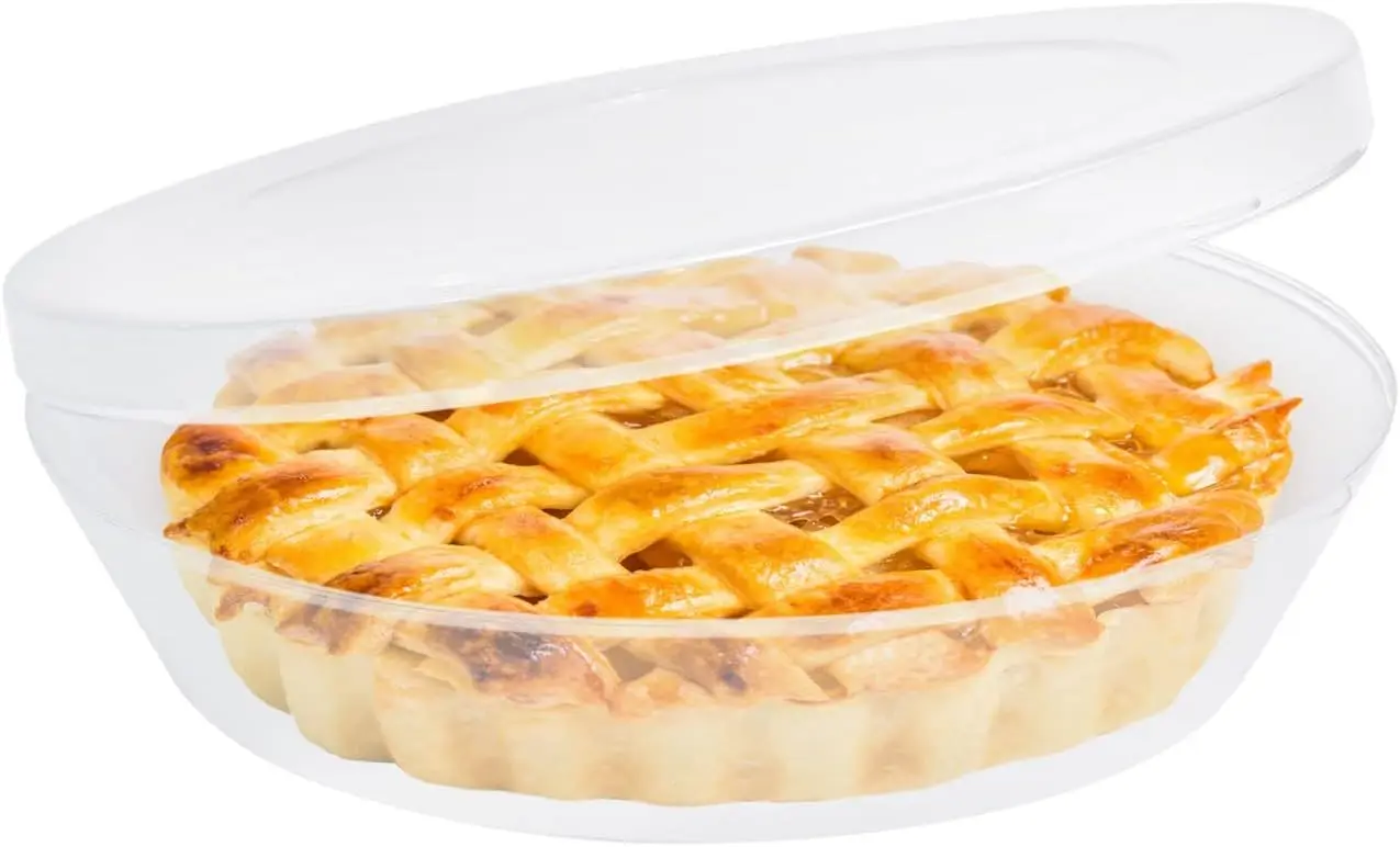 

Carrier with Airtight Lid - BPA Free Pie Storage Container with Cover - Transport Keeper for Most Bakery - Plastic Pie Dish Hold