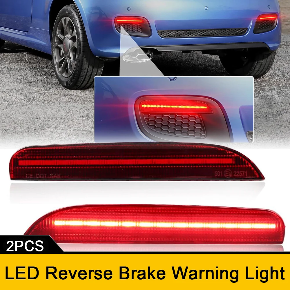 

Red Lens Rear Bumper LED Brake Reverse Reflector Warning Light for FIAT 500 2012-2017 OEM#68154575AA Car Styling Backup Lamp